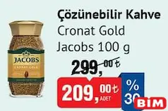 JACOBS CRONAT GOLD ÇÖZÜNEBİLİR KAHVE 100 G